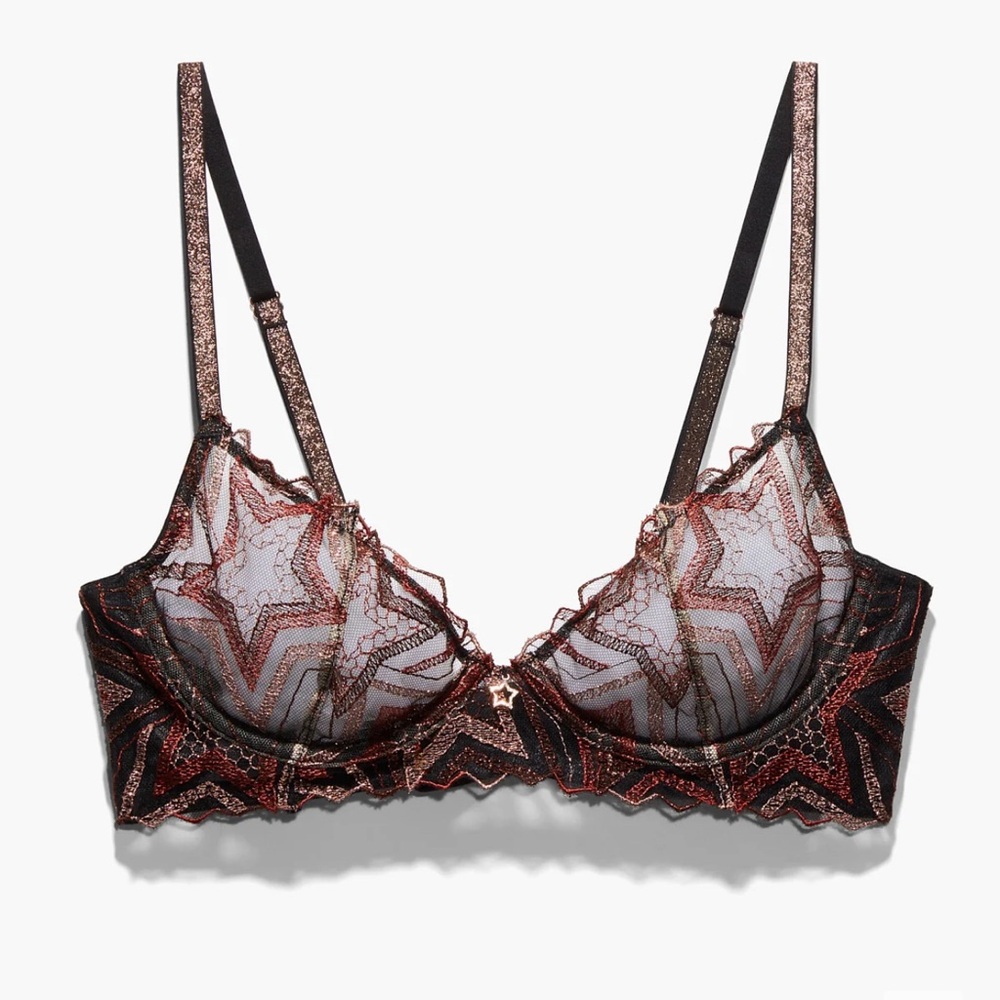 NWT Shining Star Unlined Demi Bra - Henna Red with Starstruck Embroidery
